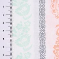 Baumwollstoff Trachten Blumen Ranken Streifen weiß mint rosa grau 1.50
