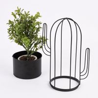 Pflanztopf Kaktus Drahtgestell Metall länglich schwarz 35cm