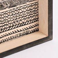 Bilderrahmen mit Leine und Klammern Ehnomuster natur schwarz Holz 40.5x23.5x3cm