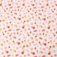 Baumwollstoff Popeline LOVELY STORY Blumen Blätter weiß rosa ocker 1.45m Breite