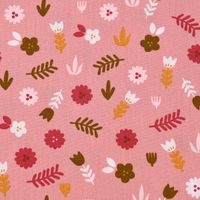Baumwollstoff Popeline LOVELY STORY Blumen Blätter rosa pink ocker 1.45m Breite