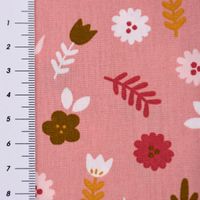 Baumwollstoff Popeline LOVELY STORY Blumen Blätter rosa pink ocker 1.45m Breite