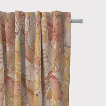 SCHÖNER LEBEN. Vorhang Palmenblätter Kakadus natur gelb rosa 245cm