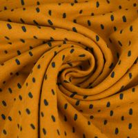 Organic Bio Sweatstoff Soft Sweat Striche Konfetti senfgelb blau 1.5m Breite