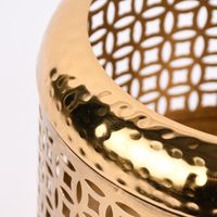 Laterne Ornamente Metall perforiert goldfarbig 24x19cm