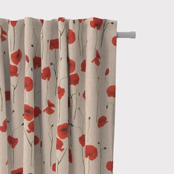 SCHÖNER LEBEN. Vorhang Poppy Field Mohnblumen natur rot 245cm