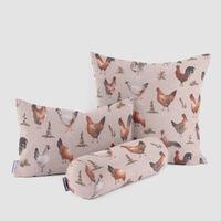 SCHÖNER LEBEN. Kissenhülle Chicken Farm Hühner natur braun