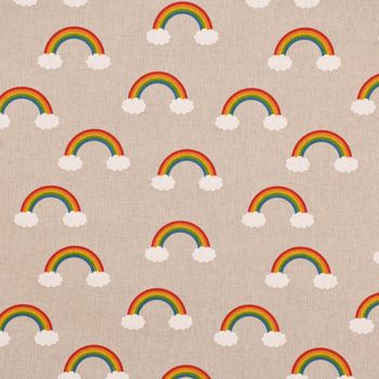 Dekostoff Over the Rainbow Regenbogen Wolken natur bunt 1.40m