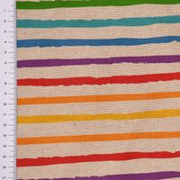 Dekostoff Leinenlook Stripe Rainbow Streifen natur bunt 1.40m
