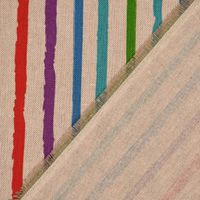 Dekostoff Leinenlook Stripe Rainbow Streifen natur bunt 1.40m
