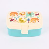 Brotzeit-Dose mit herausnehmbarem Fach Wild Wonders türkis bunt 17.5x13x7cm
