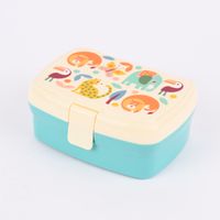 Brotzeit-Dose mit herausnehmbarem Fach Wild Wonders türkis bunt 17.5x13x7cm