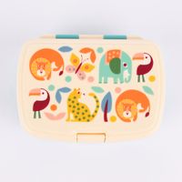 Brotzeit-Dose mit herausnehmbarem Fach Wild Wonders türkis bunt 17.5x13x7cm