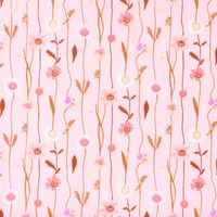 Rico Design Baumwollstoff Stoffabschnitt Wildblumen rosa bunt 50x140cm