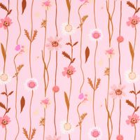 Rico Design Baumwollstoff Wildblumen rosa bunt 1.4m Breite
