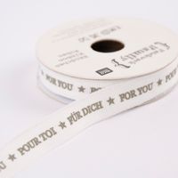 Rico Design Geschenkband Für dich weiß grau 10mm