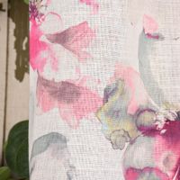 Rasch Textil Gardinenstoff Baumwolle Malve Aquarell-Blumen weiß pink 2