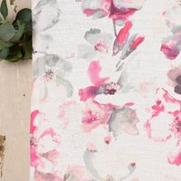 Rasch Textil Gardinenstoff Baumwolle Malve Aquarell-Blumen weiß pink 2