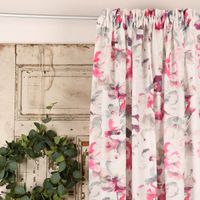 Rasch Textil Gardinenstoff Baumwolle Malve Aquarell-Blumen weiß pink 2