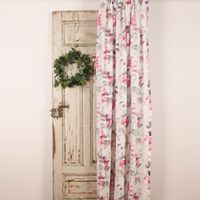 Rasch Textil Gardinenstoff Baumwolle Malve Aquarell-Blumen weiß pink 2