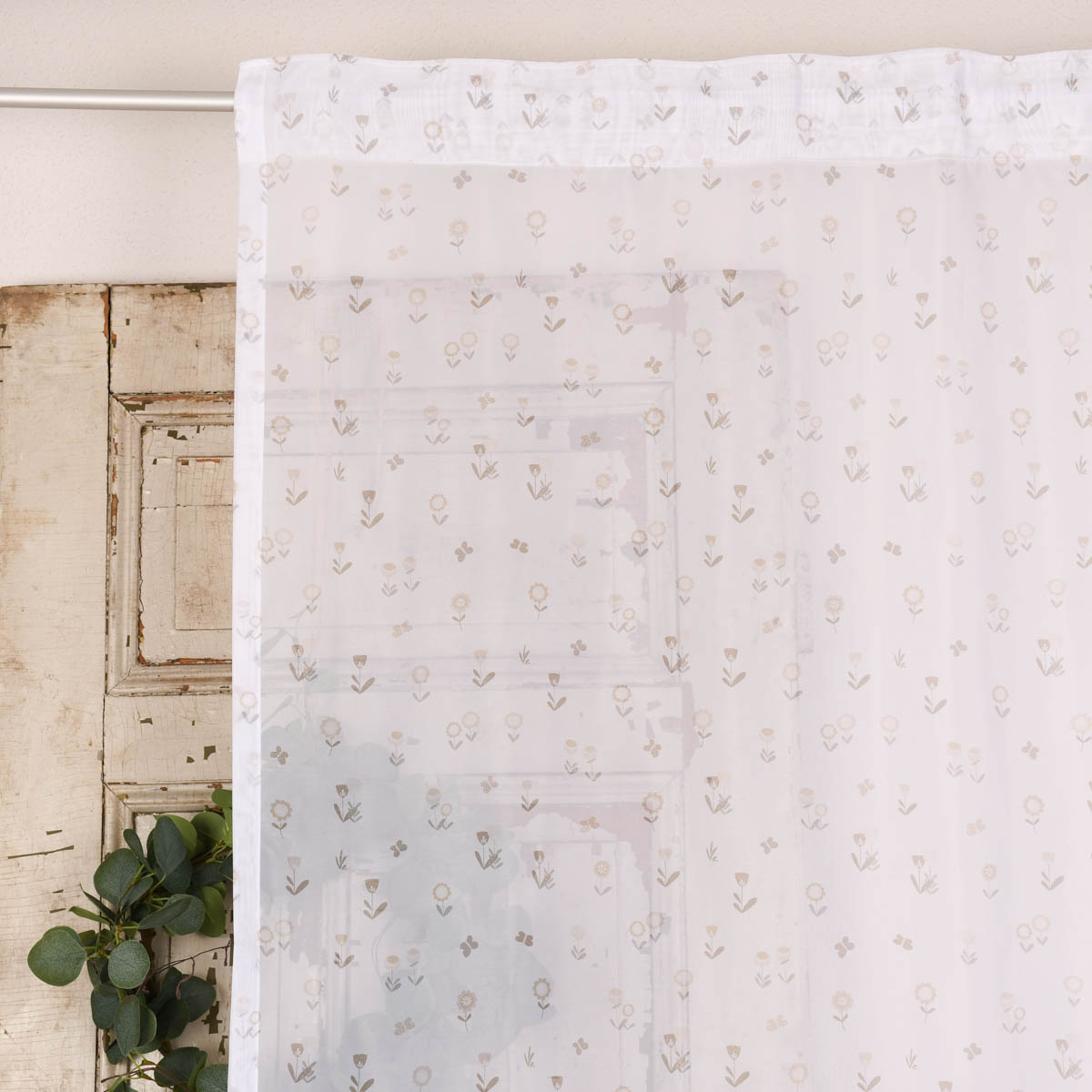Rasch Textil Gardinenstoff Voile transparent Forest Flower Blumen weiß