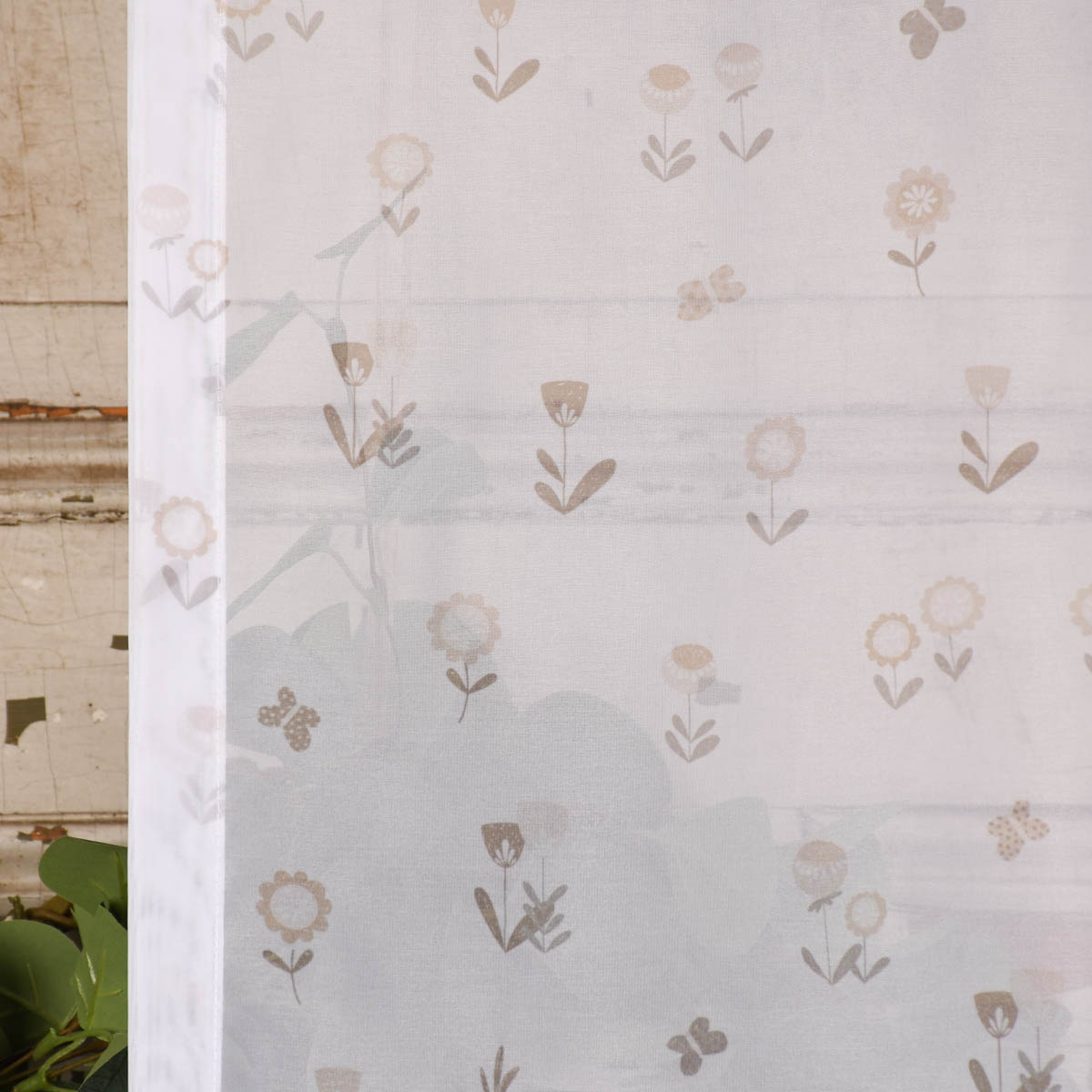 Rasch Textil Gardinenstoff Voile transparent Forest Flower Blumen weiß