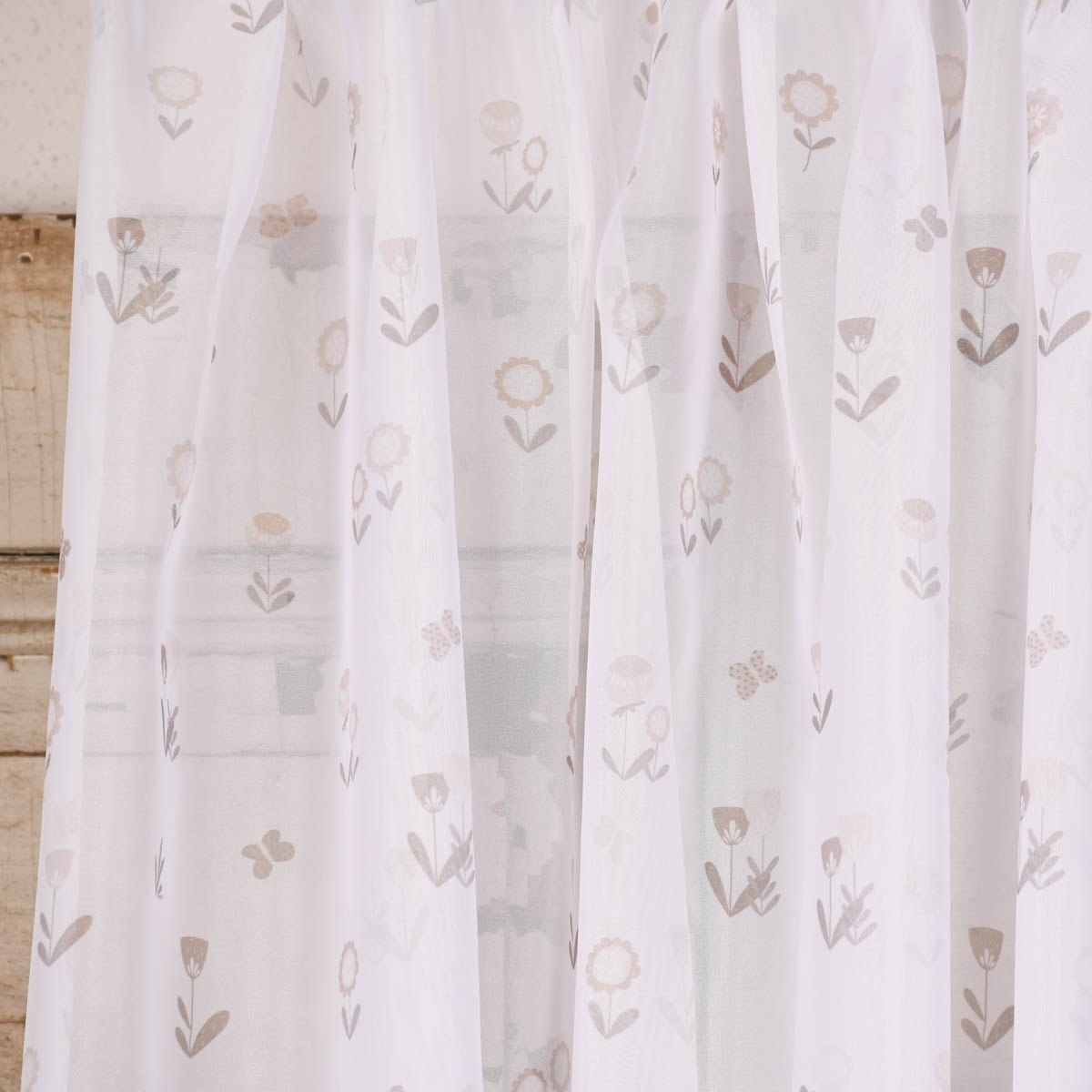 Rasch Textil Gardinenstoff Voile transparent Forest Flower Blumen weiß