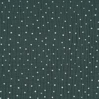 Bekleidungsstoff Double Gauze Punkte dunkelgrün weiß 1.30m