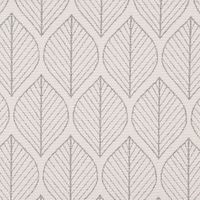 Dekostoff Doubleface Premium Leaf Retro Scandi Blätter grau hellbeige