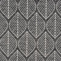 Dekostoff Doubleface Premium Leaf Retro Scandi Blätter schwarz hellbe