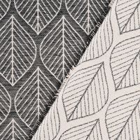 Dekostoff Doubleface Premium Leaf Retro Scandi Blätter schwarz hellbe