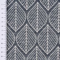 Dekostoff Doubleface Premium Leaf Retro Scandi Blätter blau hellbeige