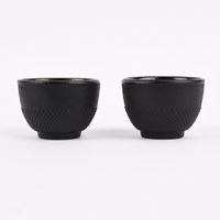 Japanische Teetassen Gusseisen Struktur- und Punktemuster schwarz 100ml 2Stk