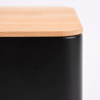 Aufbewahrungsdose Metall mit Bambusdeckel schwarz natur 31x17x13cm