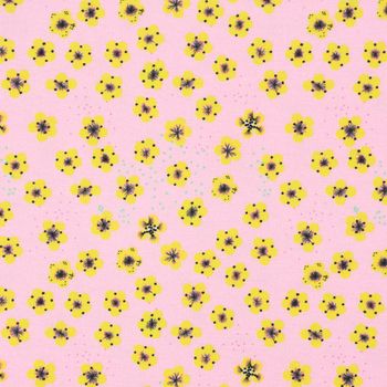Lillestoff Bio Jersey Butterblumy Blumen Tupfen rosa gelb 1.5m Breite