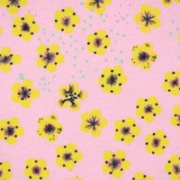 Lillestoff Bio Jersey Butterblumy Blumen Tupfen rosa gelb 1.5m Breite