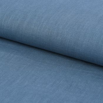 Bekleidungsstoff Leinen vorgewaschen einfarbig jeansblau 1.40m Breite
