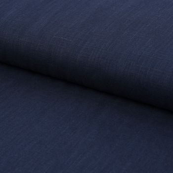 Bekleidungsstoff Leinen vorgewaschen einfarbig dunkelblau 1.40m Breite
