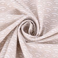 Baumwollstoff SAIJO Wellen Bögen grafisch weiß beige 1.5m Breite