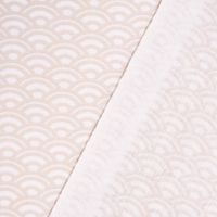 Baumwollstoff SAIJO Wellen Bögen grafisch weiß beige 1.5m Breite