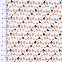 Baumwollstoff ARLYMINI Dreiecke Rauten weiß grau blau braun 1.5m