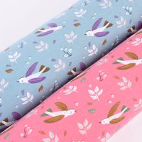 Baumwolljersey ZOILO Vögel Zweige Blätter rosa weiß braun grün 1.5m