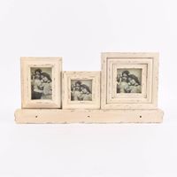 3fach Bilderrahmen mit Hakenleiste Holz Vintage weiß 52.5x25x2cm