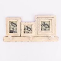 3fach Bilderrahmen mit Hakenleiste Holz Vintage weiß 52.5x25x2cm