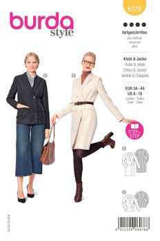 Burda Schnittmuster 6078 Damen Kleid Jacke