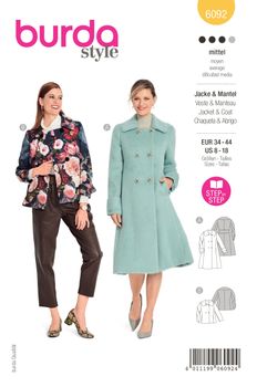 Burda Schnittmuster 6092 Damen Jacke Mantel