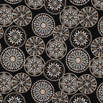 Dekostoff Metallic Mandala Deco Luxury Mandalas schwarz gold ecru 1.4m