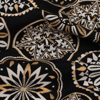 Dekostoff Metallic Mandala Deco Luxury Mandalas schwarz gold ecru 1.4m