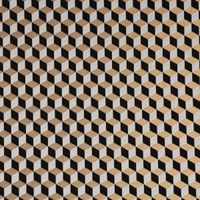 Dekostoff Metallic Cube Geometric Luxury 3D Würfel schwarz gold ecru