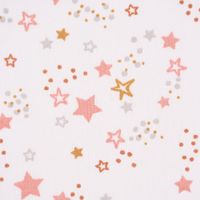 Baumwollstoff Organic Bio LYRA Sterne weiß rosa hellgrau gold 1.5m